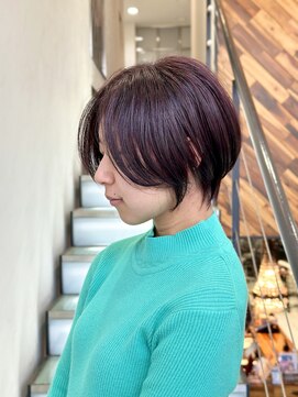 アース 上本町店(HAIR&MAKE EARTH) 20代30代40代大人可愛いラベンダーピンクショートショートボブ