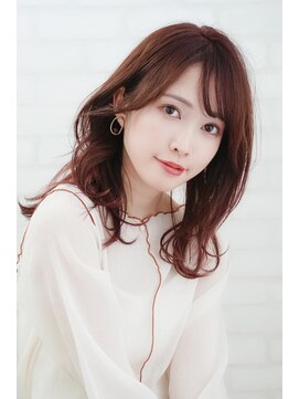 グレイス ヘアドレッシング 鷹匠(grace hair dressing) 顔まわりカットセミロング×ピンクベリーベージュ