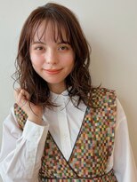 パーマ レイヤー ウエーブパーマ 艶カラー 小顔ヘア ミディアム