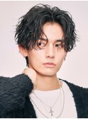 ルーズパーマセンターパート
