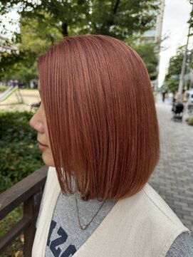 サル(saru) #ボブ × #オレンジブラウン #カッパーオレンジ