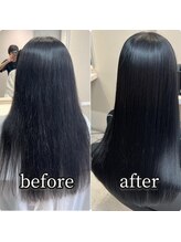 縮毛矯正before→after☆画像加工なし実際のお客様お写真です《縮毛矯正/髪質改善/髪質改善カラー/恵比寿》