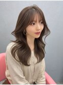 韓国ヘア/顔まわりカット/くびれヘア/前髪あり/レイヤーカット