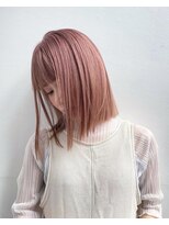 シェリ ヘアデザイン(CHERIE hair design)&nbsp;切りっぱなし×コーラルピンク