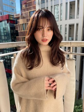 ノク(nok) ひし形シースルーバング_くびれレイヤーベージュグレージュ