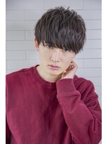 スペインカールスパイキーショートブルーブラック韓国マッシュ