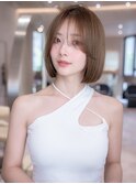 切りっぱなしボブ髪質改善ストレート顔周りレイヤーカット前髪