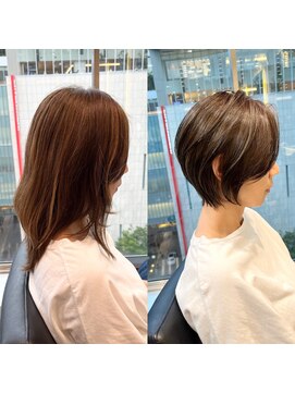 バンプ ギンザ(BUMP GINZA) 40代50代うねり解消ひし形ショート白髪ぼかし秋色くすみカラーer