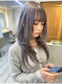 ダブルカラー　ブリーチ　グレージュ　レイヤーカット