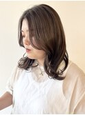 【morio松戸 アイダ】ミディアムレイヤー長め前髪×ハイライト