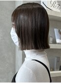 ＊20代30代切りっぱなしボブタッセルボブ顔周りレイヤーオリーブ