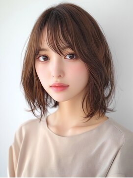 クシュ 所沢西口エミテラス前店(kusyu...) ウルフパーマダークブルーゆるふわボブひし形ショートボブ所沢