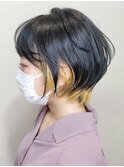 【ショート】ネイビー＆インナーカラー