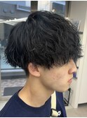 ツイストスパイラルパーママッシュウルフ波巻きスパイラルメンズ