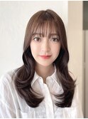 大人可愛い顔周りレイヤーカット韓国ヘアくびれニュアンスカラー
