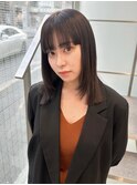 ワイドバンク顔まわりレイヤーミディアムロング中区袋町