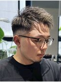 MEN'S/メッシュ×アップバングショート/フェード/短髪