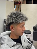 ホワイトメッシュツイストパーマ/MEN’S HAIR/刈り上げマッシュ