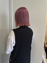 ウニレ バイ センス(unire by sense)&nbsp;【ブリーチ２回】切りっぱなしボブ×ピンクベージュ