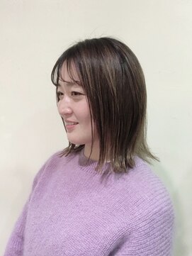 ピエドプールポッシュ(PiED DE POULE POCHE) 切りっぱなし×ハイライトグレージュ