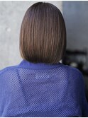 ◯ぱっつん前髪シンプルストレートイヤリングカラーベージュ小顔