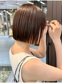 黒髪/ボブウルフ/ネビージュ/小顔/ワンレン/髪質改善/前髪