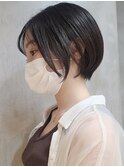 大人ショートボブ/くびれショート/黒髪/ショートヘアー/前髪なし