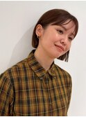ぷつっとボブ　切りっぱなしボブ　ブラウンベージュ　ミニボブ