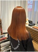 オレンジブラウン/ロング/ストレート/髪質改善