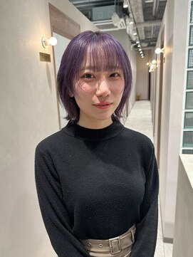 エン 栄店(enne) ラベンダーグレージュ×小顔ボブウルフ