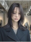 ハッシュカットミディアムレイヤーボブレイヤー顔まわりレイヤー
