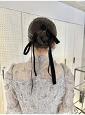 ヘアセット/ヘアアレンジ/タイト/シニヨン/リボン/結婚式/横浜