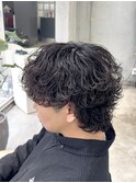 熊本メンズカット MEN'S HAIR マッシュウルフ 波巻きパーマ