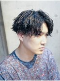 サーフカール/ 刈り上げセンターパート/ブルーブラック[新宿駅]