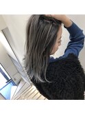 外国人風 ハイライトairtouch バレイヤージュ グレー 白髪ぼかし