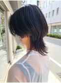 黒髪/ボブウルフ/ウルフヘア/外ハネ/地毛風カラー/マッシュ