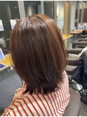 脱白髪染めハイライト　ピンク系カラー