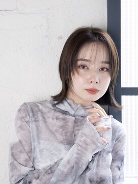 ヘアーメイクパウダー 天王寺寺田町店(Hair make powder) 大人可愛い20代30代40代小顔ウルフレイヤーボブグレージュ