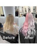 ホワイトカラー×ペールピンク×エクステ　Before  After