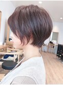 Say.丸みショートレイヤーひし形ショートアッシュオリーブ表参道