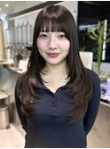 ハッシュレイヤー/ダークラベンダー/韓国巻き/顔周りカット