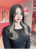 韓国ヘアインナーカラーホワイト!