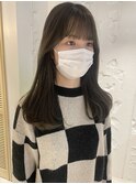 【松本咲花】韓国風くびれレイヤーロング透明感オリーブベージュ