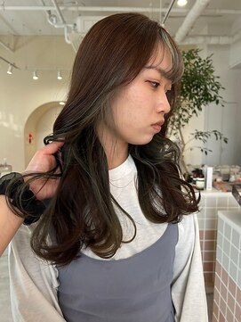 ピピバイヨーク(pipi, by yoke.) フェイスフレーミング/カーキグレージュ/ロング