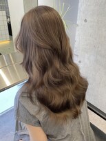 韓国ヘア顔周りレイヤーミルクティーベージュグレージュカラー