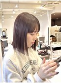 ホワイトグレージュミニウルフデジタルパーマチェリーブラウン