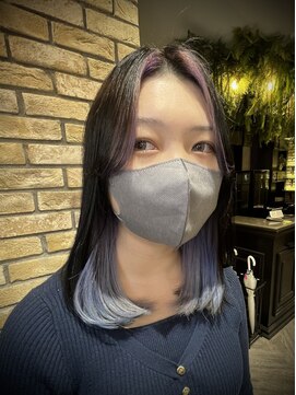 モナン 渋谷(Monan) ワンレンカーテンバンク×インナー水色カラー