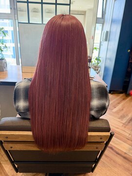 チェリーピンク/ピンクベージュ/全頭ブリーチ/ハイトーンカラー