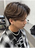 メンズこぼれバングフェザーパーマスパイラルパーマ刈り上げ