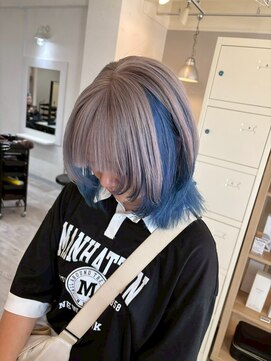 アンドケー 那覇おもろまち店(and K) インナーカラー/くすみピンク×くすみブルー